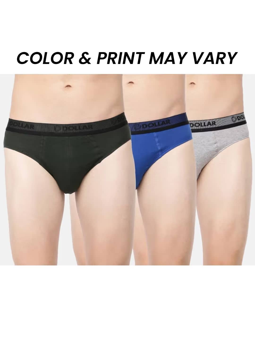 Dollar Bigboss Men's Pack of 3 Solid Cotton Brief With Double Pouch Support (Colour May Vary)