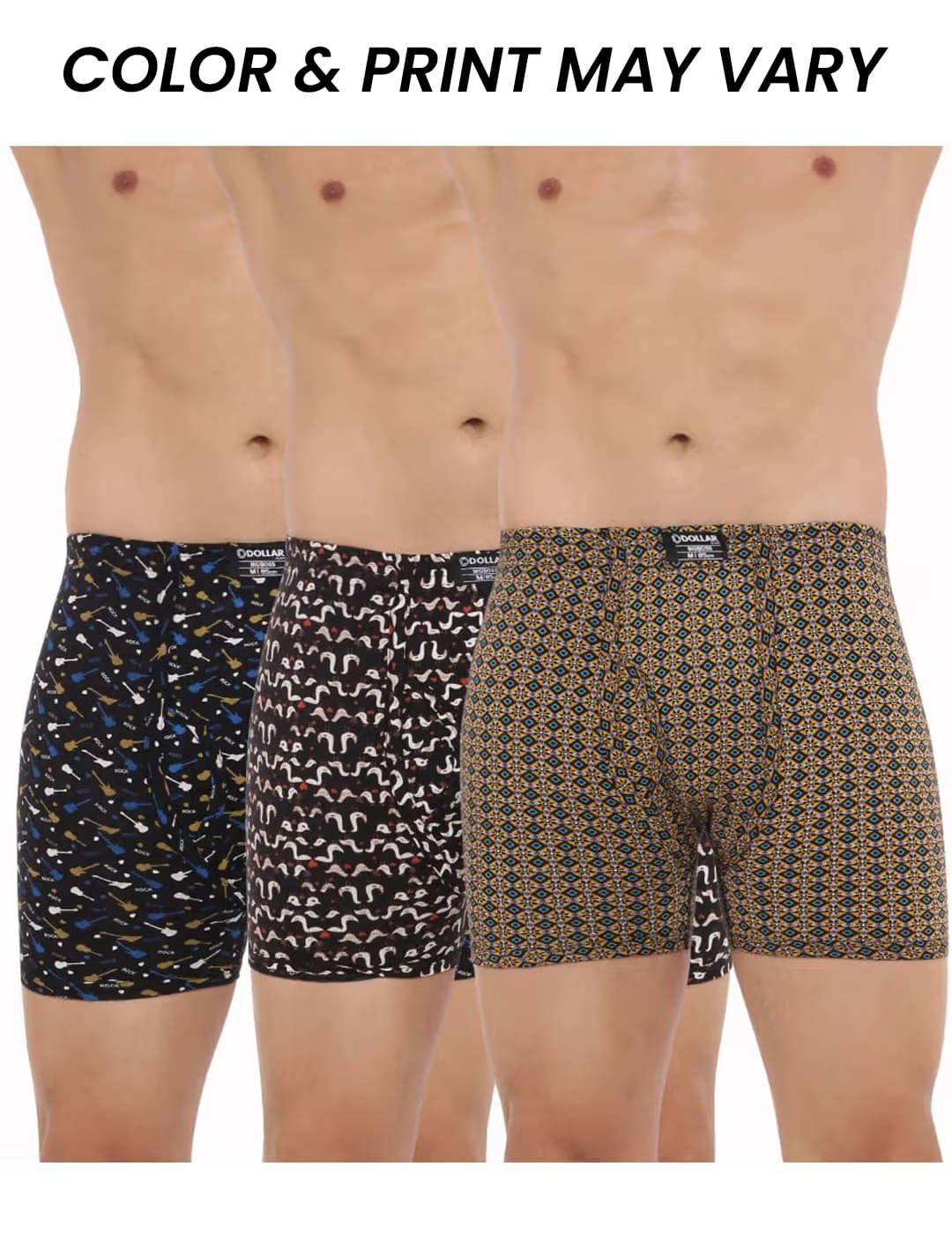 Dollar Bigboss Men's Pack of 3 Soft Combed Cotton Printed Trunk (Colour May Vary) Dollar Bigboss Men's Pack of 3 Soft Combed Cotton Printed Trunk (Colour May Vary)