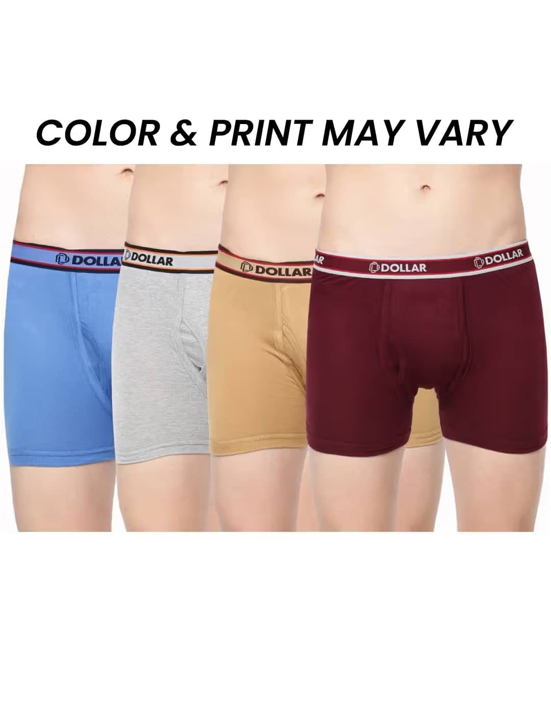 Dollar Bigboss Men's Pack of 4 Solid Combed Cotton Classy Trunk With Fly Front Access (Colour May Vary)