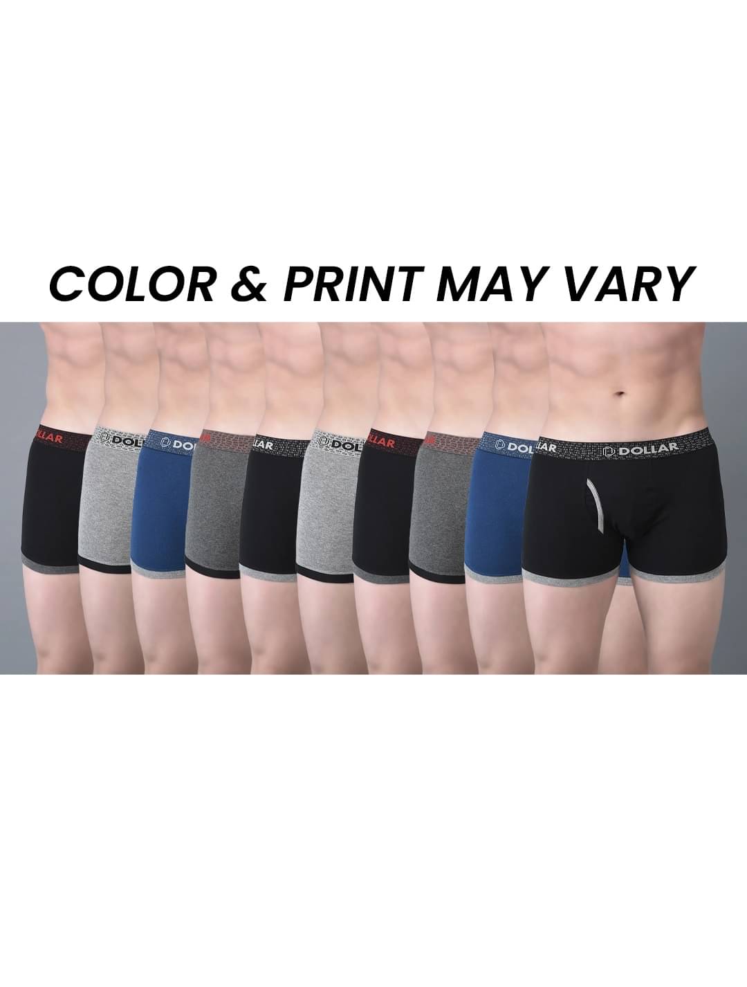 Dollar Bigboss Men's Pack of 10 Solid Combed Cotton Trunk With Contoured Pouch Support (Colour May Vary)     			Dollar Bigboss Men's Pack of 10 Solid Combed Cotton Trunk With Contoured Pouch Support (Colour May Vary)