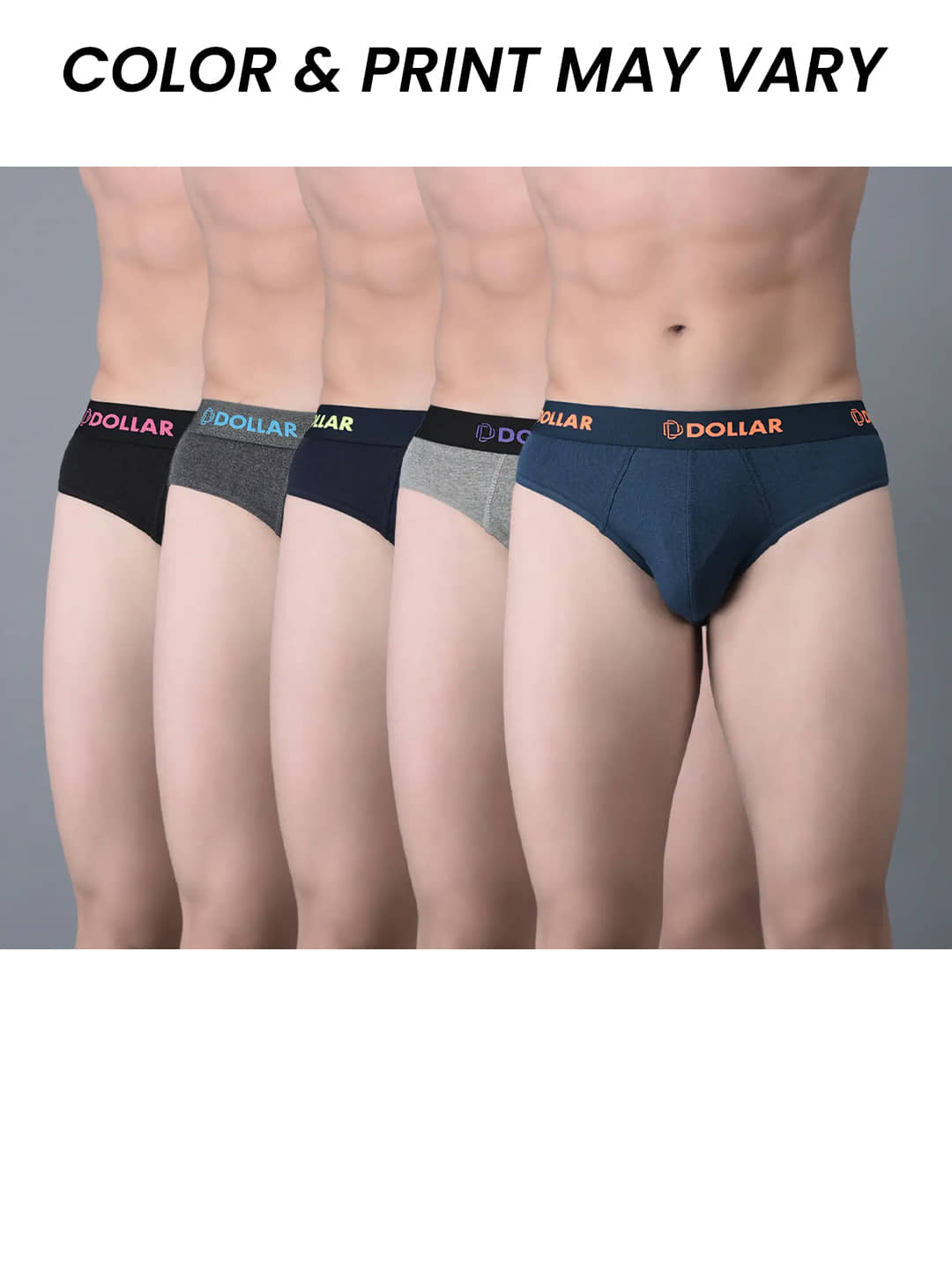Dollar Bigboss Men's Pack of 5 Cotton Superior Snug Fit Solid Brief (Colour May Vary)