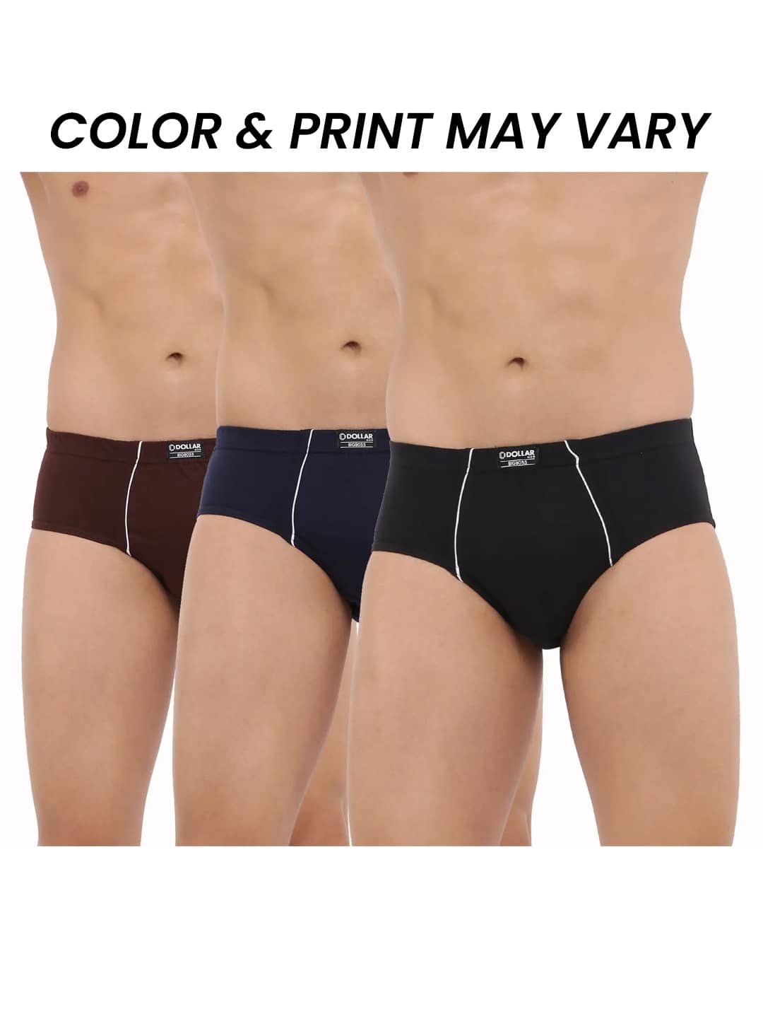 Dollar Bigboss Men's Pack of 3 Combed Cotton Solid Brief With Anti-Microbial Odour Control (Colour May Vary)