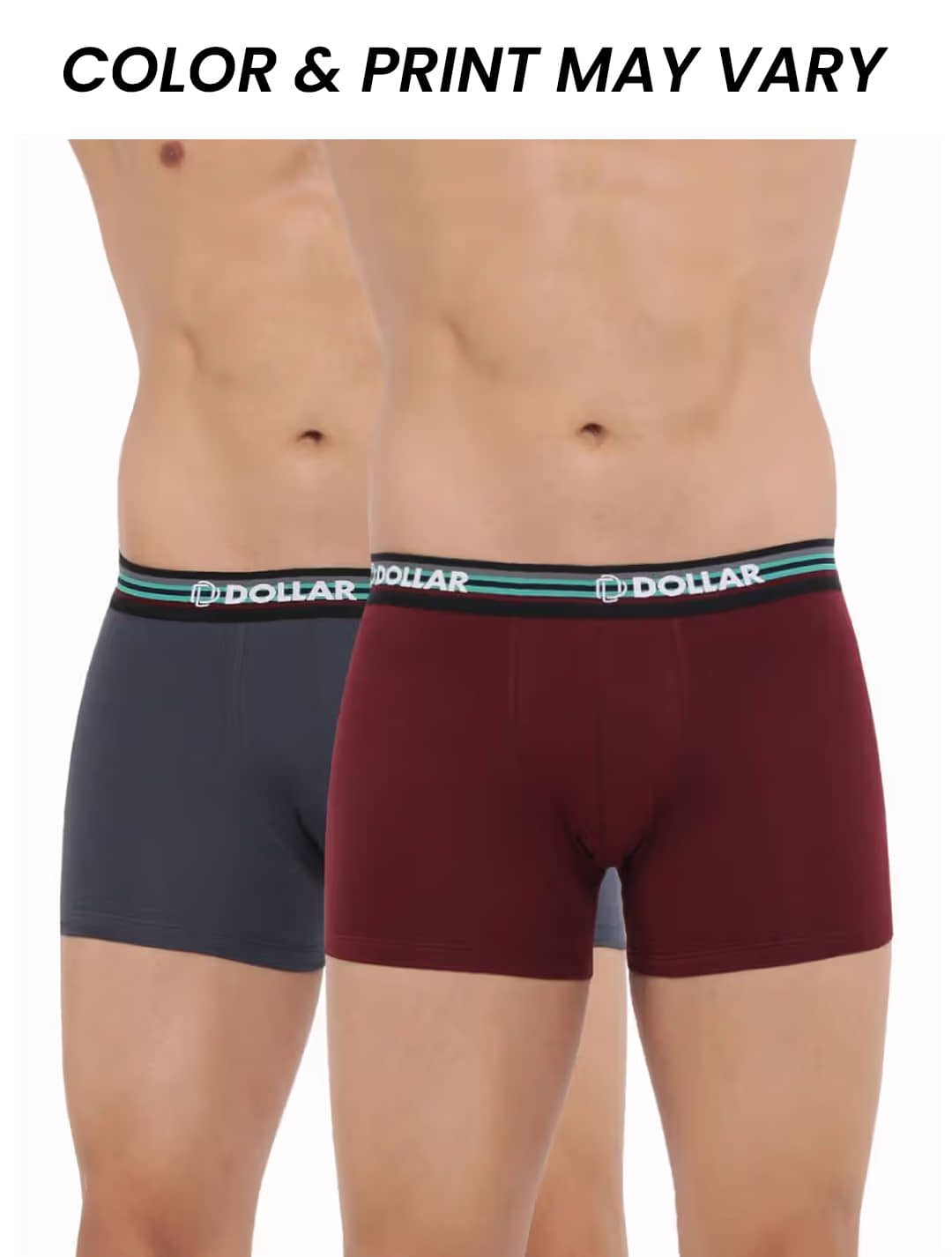 Dollar Bigboss Men's Pack of 2 Shuffle Intellisoft Cotton Spandex Solid Trunk (Colour May Vary)