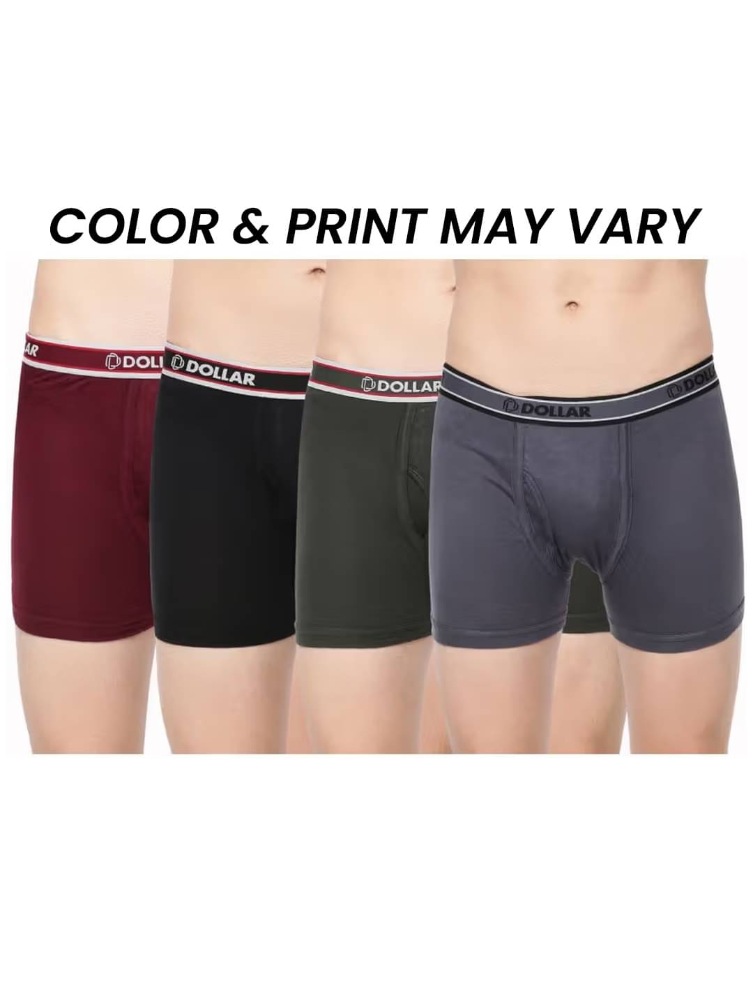     			Dollar Bigboss Men's Pack of 4 Solid Combed Cotton Classy Trunk With Fly Front Access (Colour May Vary)