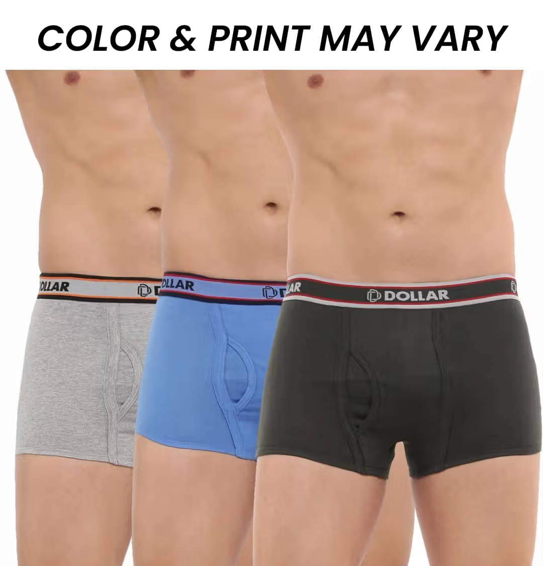 Dollar Bigboss Men's Pack of 3 Solid Combed Cotton Trunk With Double Pouch Support (Colour May Vary)     			Dollar Bigboss Men's Pack of 3 Solid Combed Cotton Trunk With Double Pouch Support (Colour May Vary)