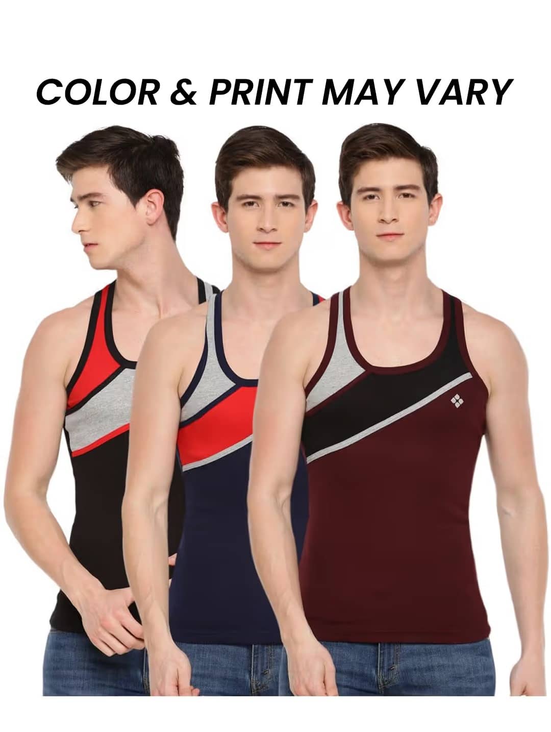 Dollar Bigboss Men's Pack of 2 Solid Combed Cotton Racerback Styled Gym Vest (Colour May Vary) - Nightwear & Loungewear | Buy online on ZillyBuy