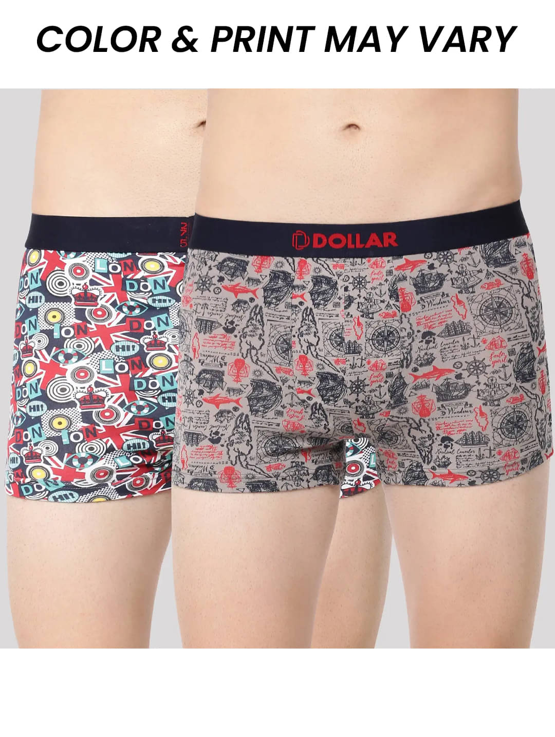 Dollar Bigboss Men's Pack of 2 Soft Combed Cotton Printed Trunk (Colour May Vary)     			Dollar Bigboss Men's Pack of 2 Soft Combed Cotton Printed Trunk (Colour May Vary)
