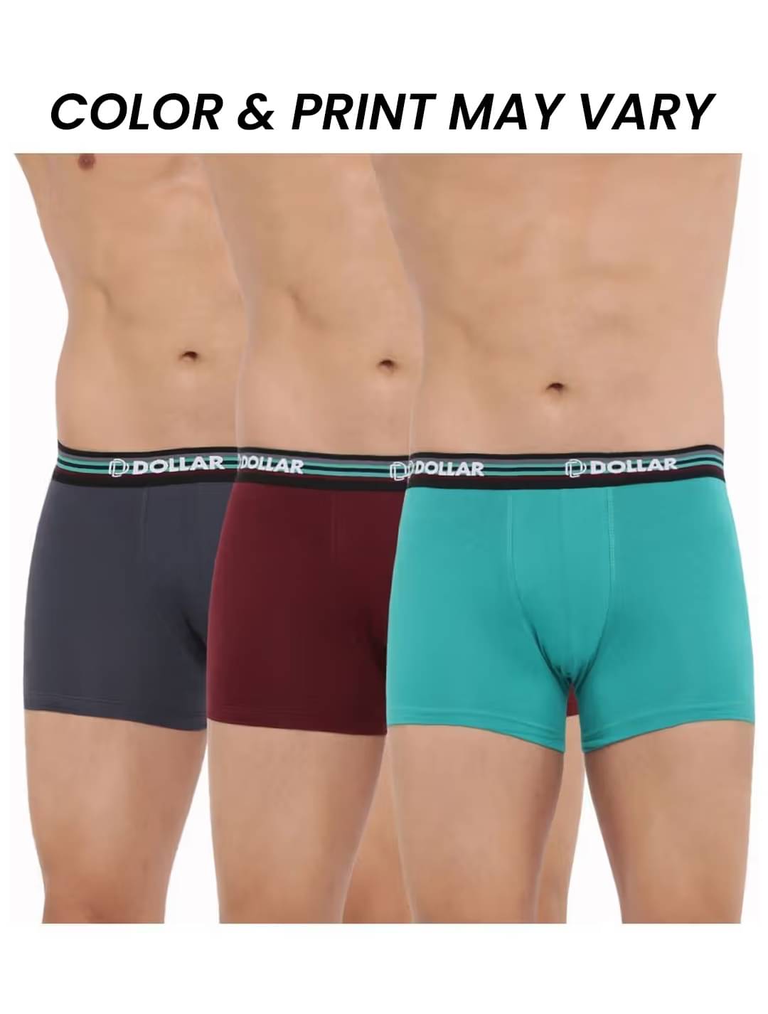 Dollar Bigboss Men's Pack of 3 Shuffle Intellisoft Cotton Spandex Solid Trunk (Colour May Vary) Dollar Bigboss Men's Pack of 3 Shuffle Intellisoft Cotton Spandex Solid Trunk (Colour May Vary)