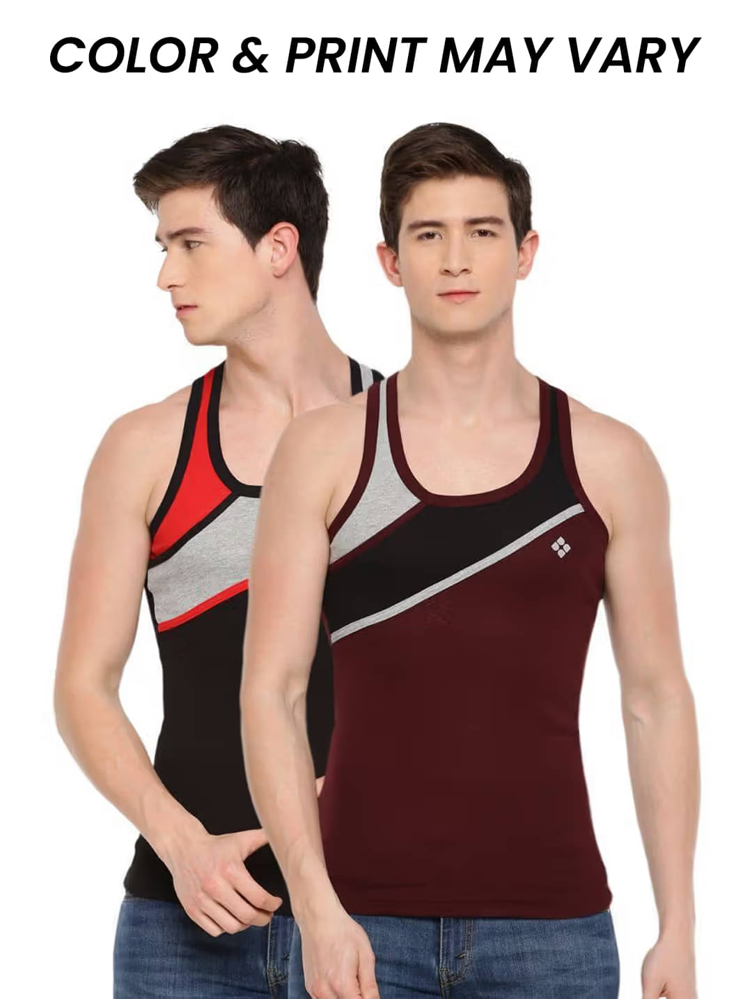     			Dollar Bigboss Men's Pack of 2 Solid Combed Cotton Racerback Styled Gym Vest (Colour May Vary)