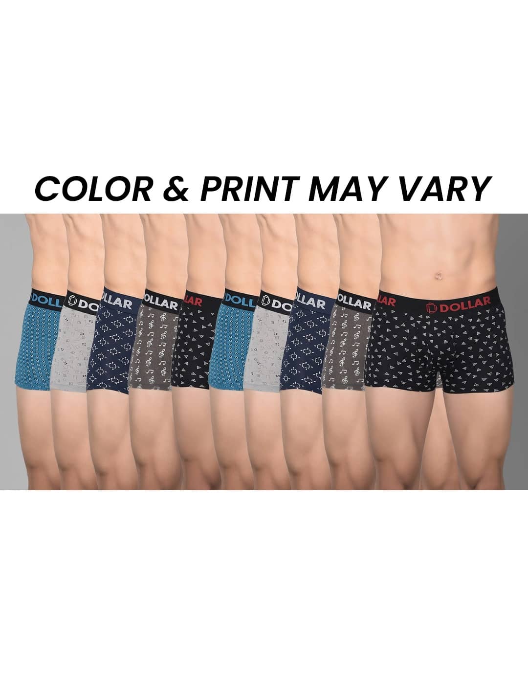 Dollar Bigboss Men's Pack of 10 Cotton Printed Shuffle Intellisoft Spandex Trunk (Colour May Vary)