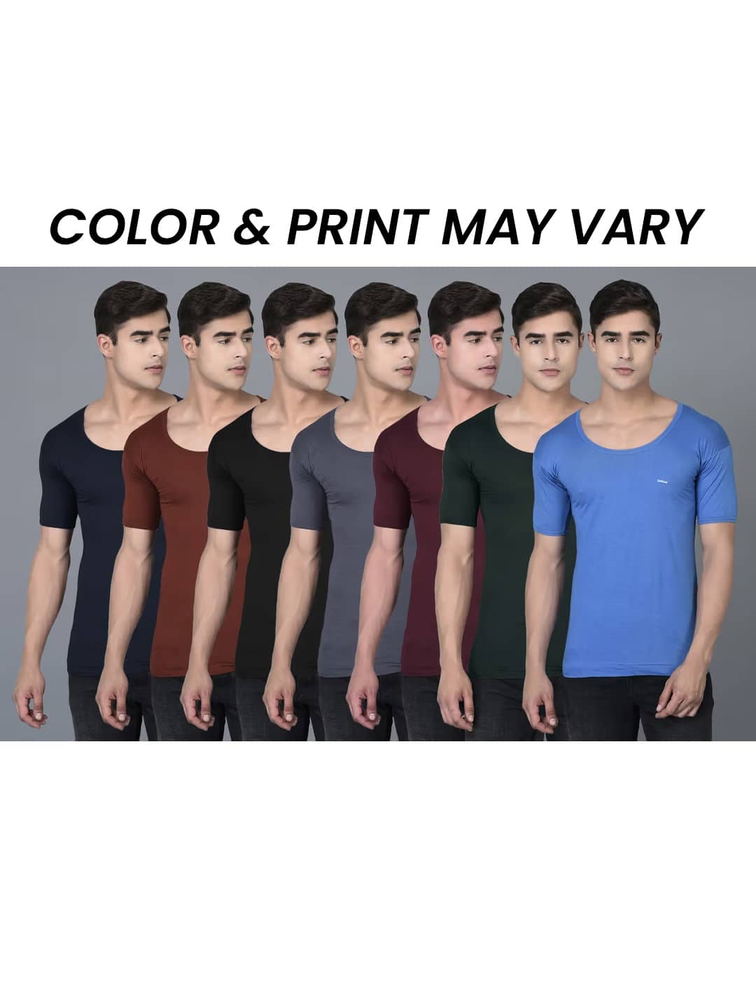 Dollar Bigboss Men's Pack of 7 Solid Combed Cotton Shrinkless Vest (Colour May Vary) - Nightwear & Loungewear | Buy online on ZillyBuy