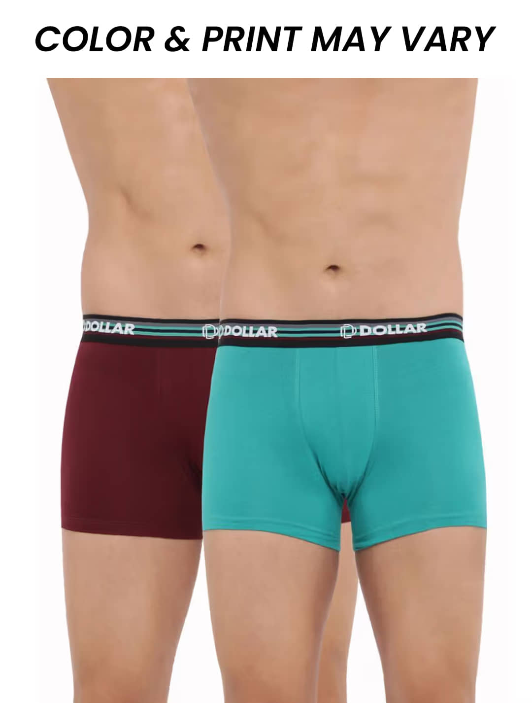 Dollar Bigboss Men's Pack of 2 Shuffle Intellisoft Cotton Spandex Solid Trunk (Colour May Vary)