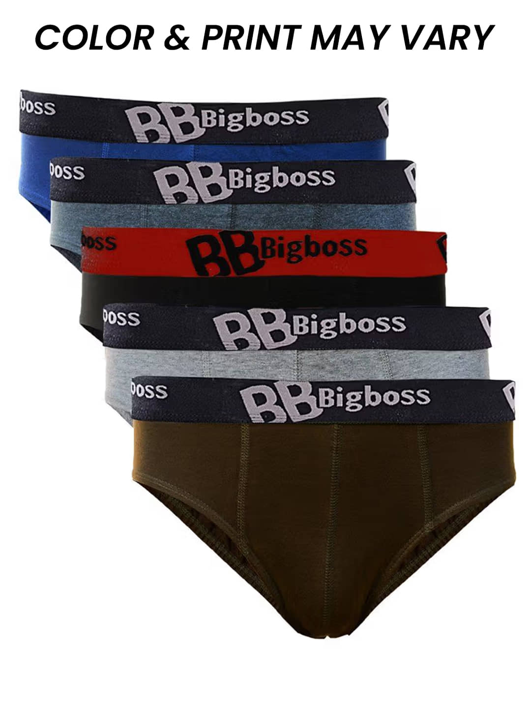 Dollar Bigboss Men's Pack of 5 Solid Cotton Brief With Double Pouch Support (Colour May Vary)