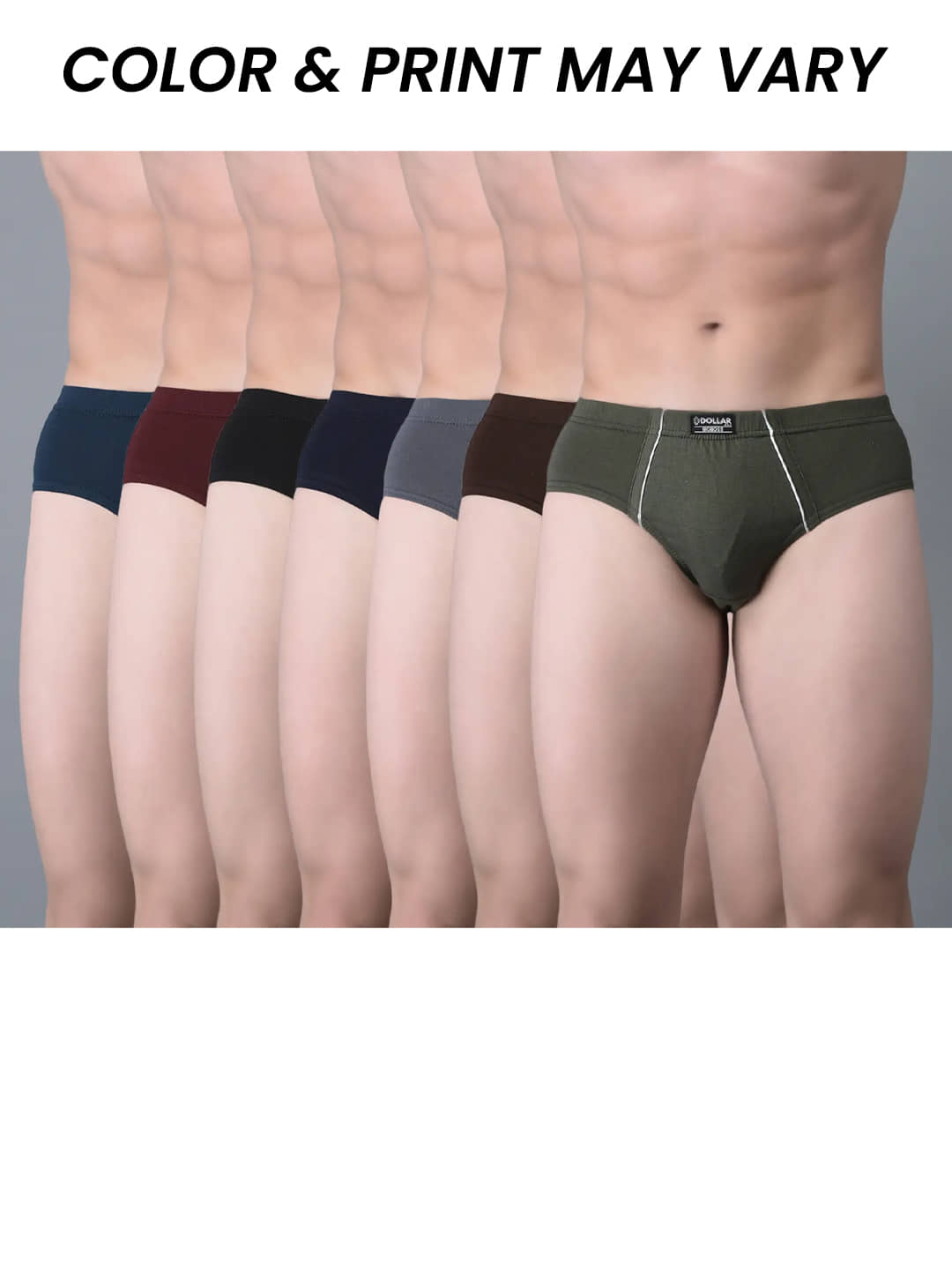 Dollar Bigboss Men's Pack of 7 Combed Cotton Solid Brief With Anti-Microbial Odour Control (Colour May Vary)