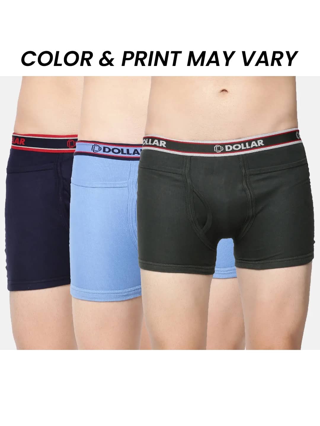 Dollar Bigboss Men's Pack of 3 Solid Combed Cotton Intrerlock Pocket Trunk (Colour May Vary)
