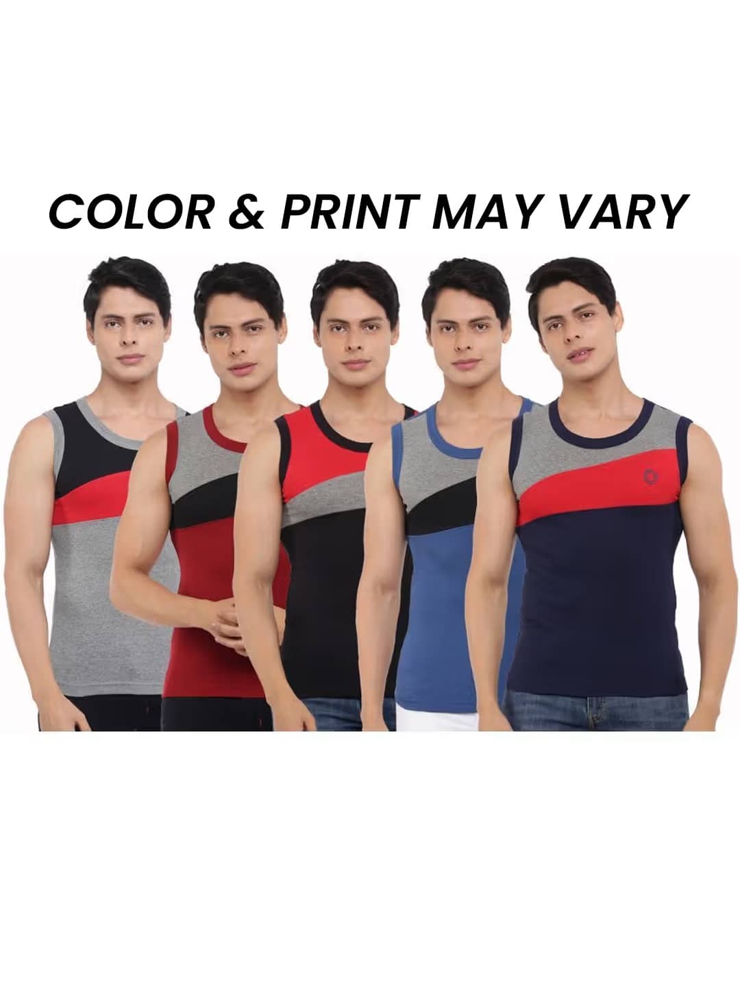 Dollar Bigboss Men's Pack of 5 Solid Combed Cotton Racerback Styled Gym Vest (Colour May Vary) - Nightwear & Loungewear | Buy online on ZillyBuy