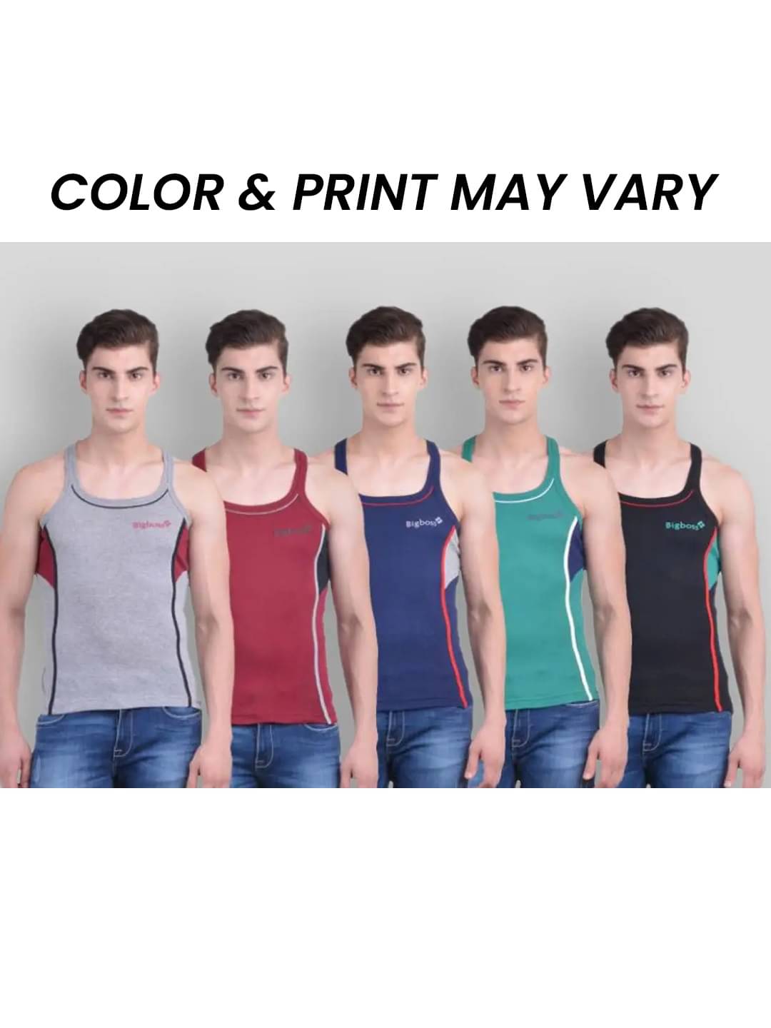 Dollar Bigboss Men's Pack of 5 Solid Combed Cotton Racerback Styled Gym Vest (Colour May Vary) Dollar Bigboss Men's Pack of 5 Solid Combed Cotton Racerback Styled Gym Vest (Colour May Vary)