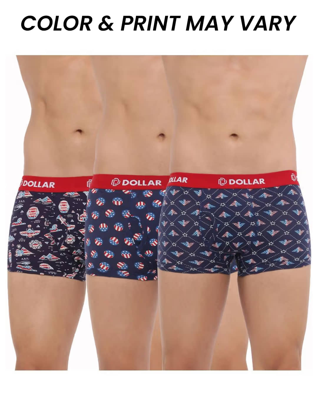 Dollar Bigboss Men's Pack of 3 Combed Cotton Printed Trunk (Colour May Vary)