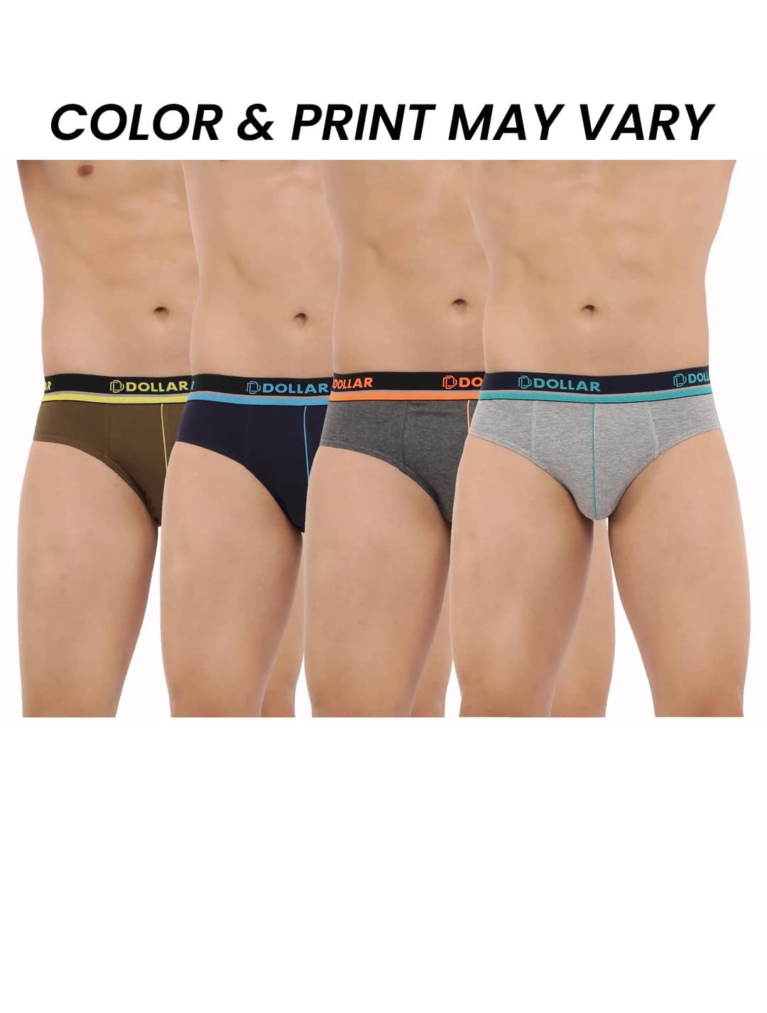 Dollar Bigboss Men's Pack of 4 Combed Cotton Solid Brief With Illuminating Waistband Logo (Colour May Vary)