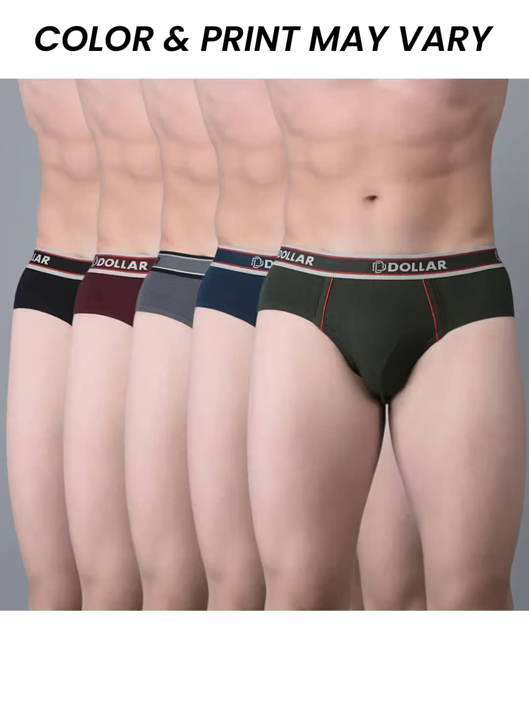 Dollar Bigboss Men's Pack of 5 Combed Cotton Solid Brief With Anti-Microbial Odour Control (Colour May Vary)