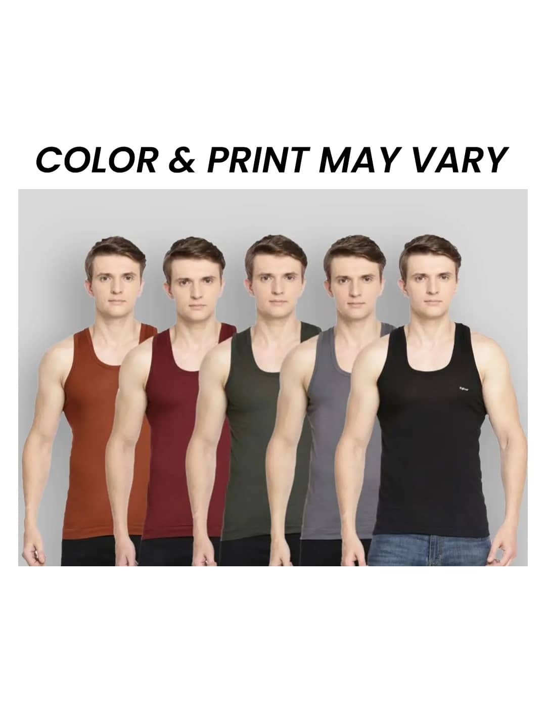Dollar Bigboss Men's Pack of 5 Solid Combed Cotton Shrinkless Vest (Colour May Vary) - Nightwear & Loungewear | Buy online on ZillyBuy