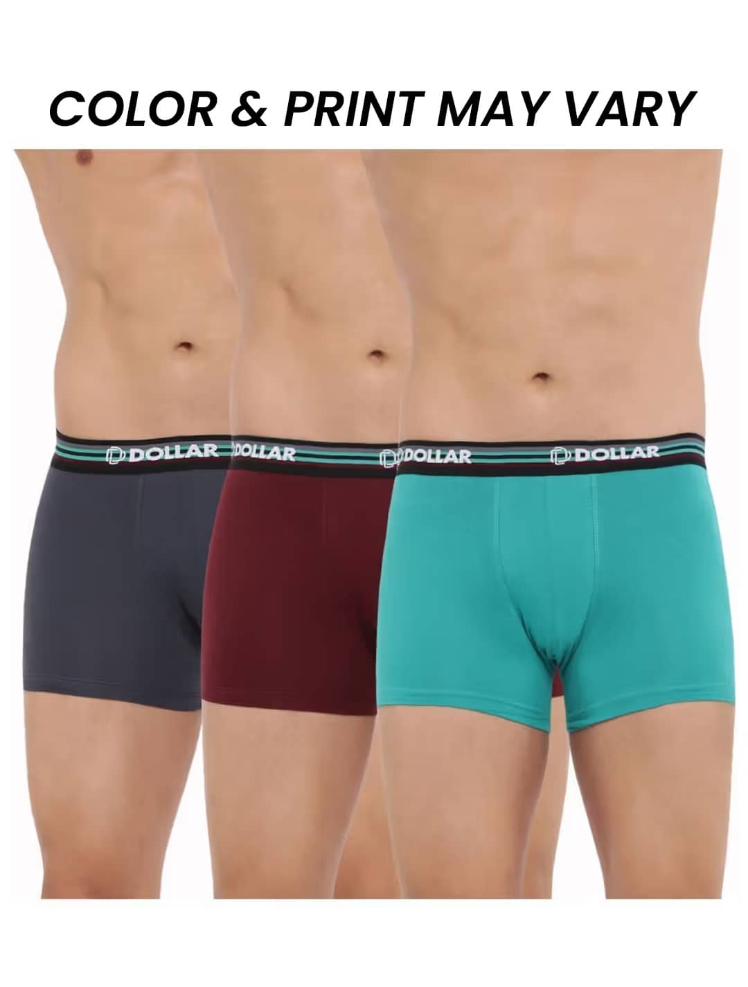 Dollar Bigboss Men's Pack of 3 Shuffle Intellisoft Cotton Spandex Solid Trunk (Colour May Vary)