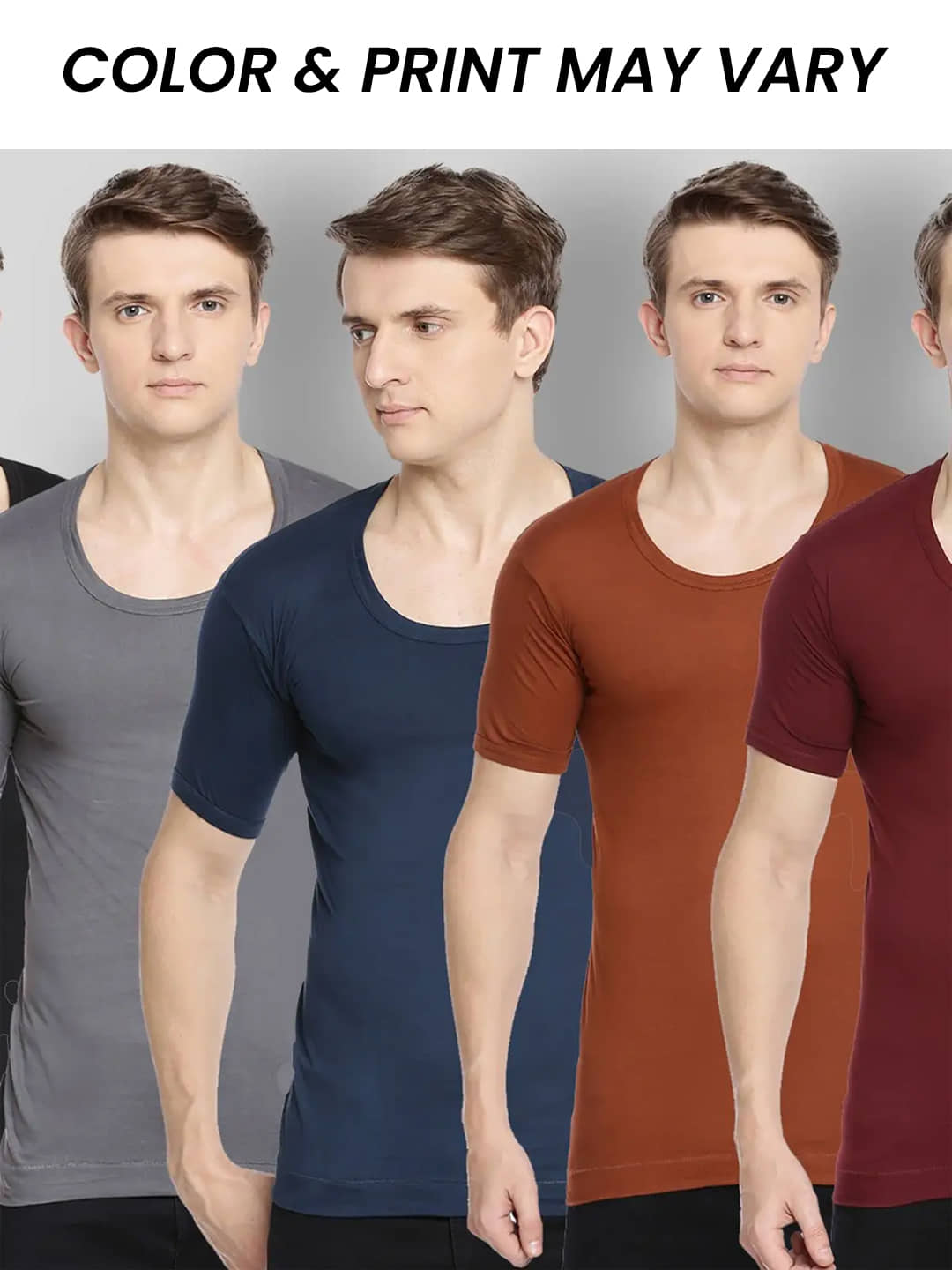 Dollar Bigboss Men's Pack of 5 Solid Combed Cotton Shrinkless Vest (Colour May Vary) - Nightwear & Loungewear | Buy online on ZillyBuy