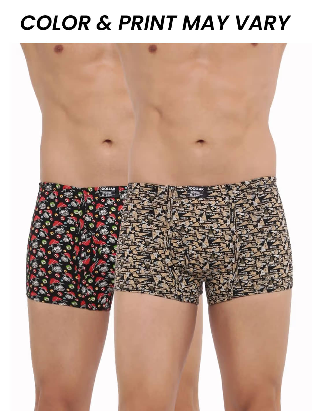 Dollar Bigboss Men's Pack of 2 Soft Combed Cotton Printed Trunk (Colour May Vary)