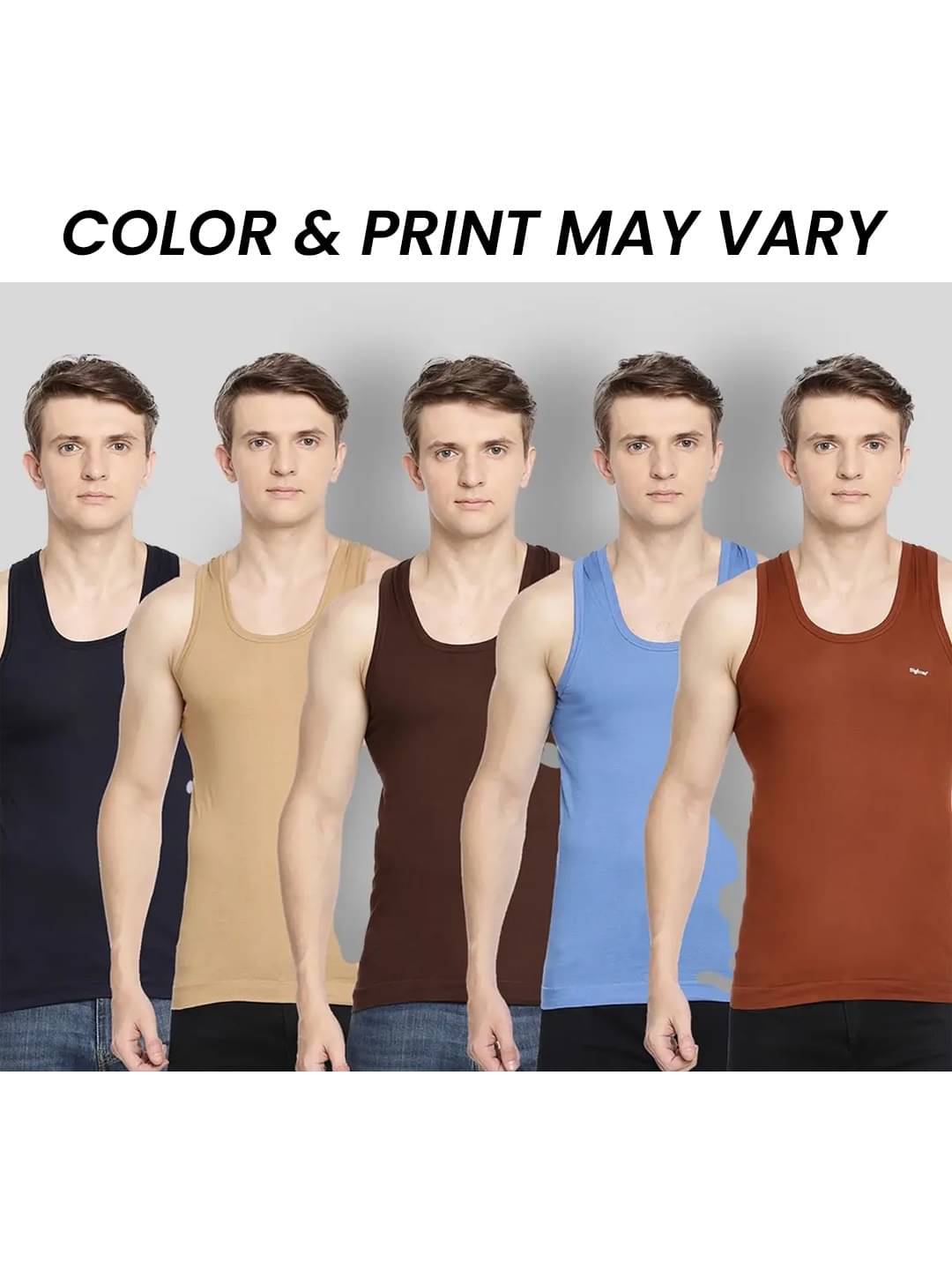 Dollar Bigboss Men's Pack of 5 Solid Combed Cotton Shrinkless Vest (Colour May Vary) Dollar Bigboss Men's Pack of 5 Solid Combed Cotton Shrinkless Vest (Colour May Vary)