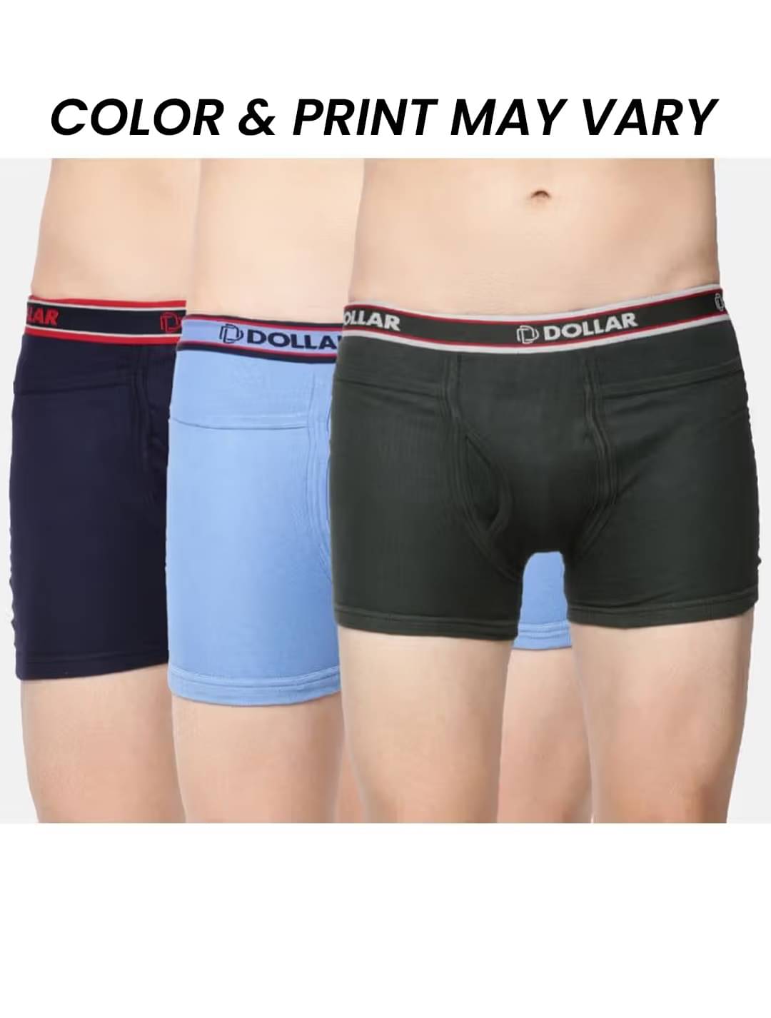 Dollar Bigboss Men's Pack of 3 Solid Combed Cotton Intrerlock Pocket Trunk (Colour May Vary) Dollar Bigboss Men's Pack of 3 Solid Combed Cotton Intrerlock Pocket Trunk (Colour May Vary)