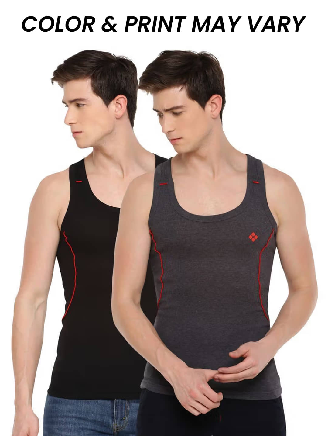 Dollar Bigboss Men's Pack of 2 Solid Combed Cotton Racerback Styled Gym Vest (Colour May Vary) - Nightwear & Loungewear | Buy online on ZillyBuy