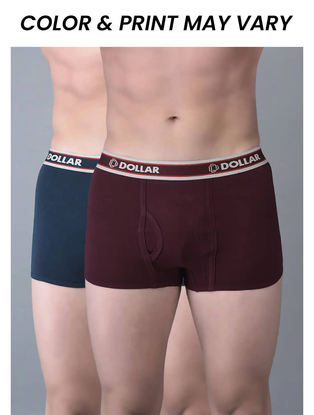 Dollar Bigboss Men's Pack of 2 Solid Combed Cotton Trunk With Double Pouch Support (Colour May Vary)