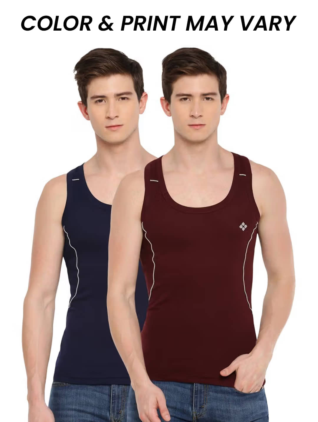Dollar Bigboss Men's Pack of 2 Solid Combed Cotton Racerback Styled Gym Vest (Colour May Vary) - Nightwear & Loungewear | Buy online on ZillyBuy