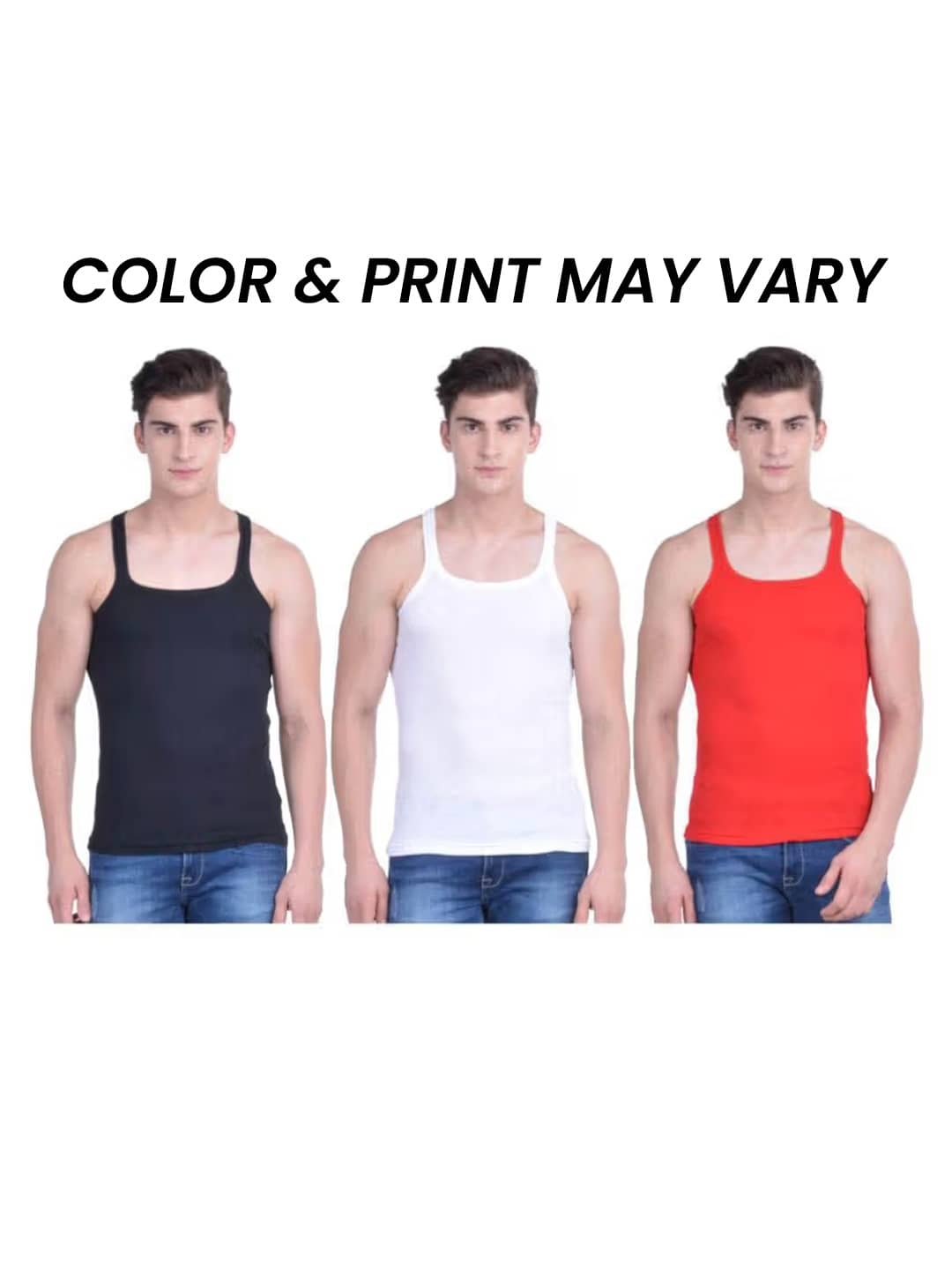 Dollar Bigboss Men's Pack of 3 Solid Combed Cotton Racerback Styled Gym Vest (Colour May Vary) - Nightwear & Loungewear | Buy online on ZillyBuy