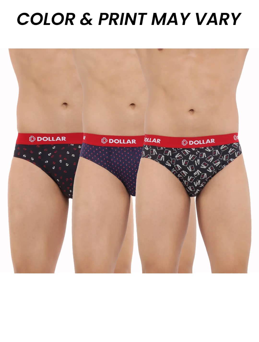 Dollar Bigboss Men's Pack of 3 Combed Cotton Printed Brief (Colour May Vary)