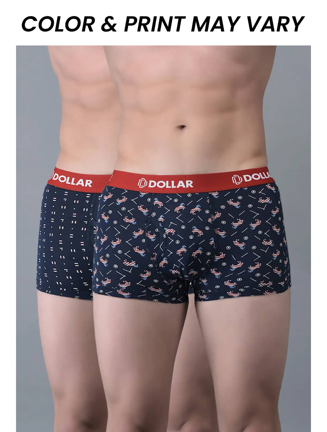 Dollar Bigboss Men's Pack of 2 Combed Cotton Printed Trunk (Colour May Vary)