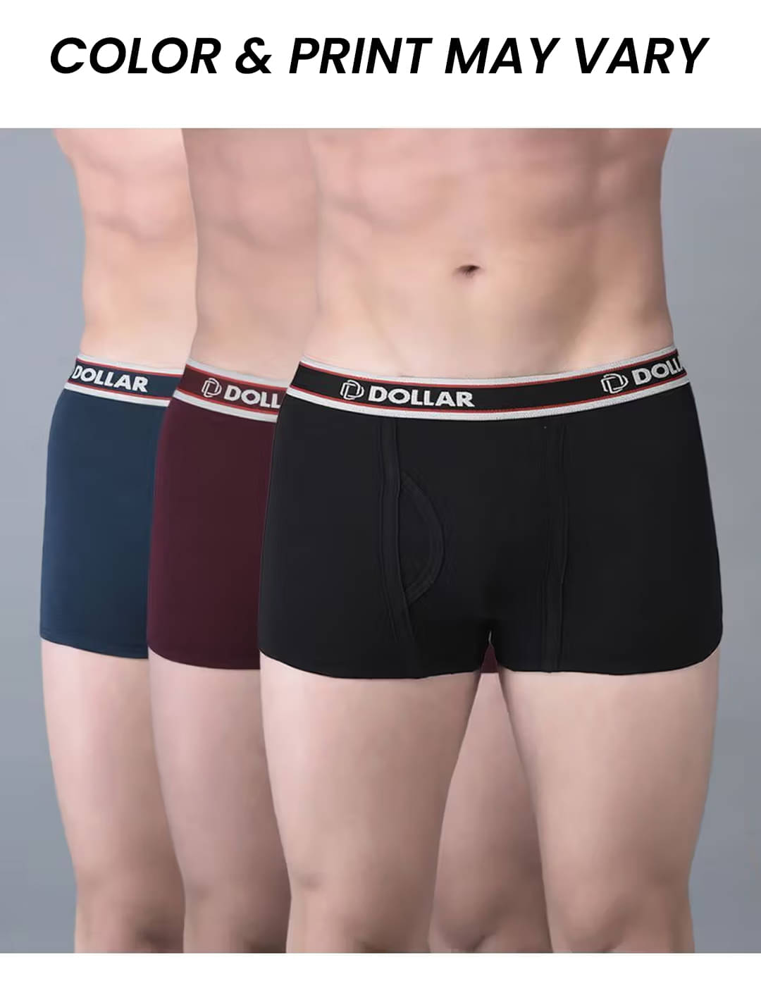 Dollar Bigboss Men's Pack of 3 Solid Combed Cotton Trunk With Double Pouch Support (Colour May Vary) Dollar Bigboss Men's Pack of 3 Solid Combed Cotton Trunk With Double Pouch Support (Colour May Vary)