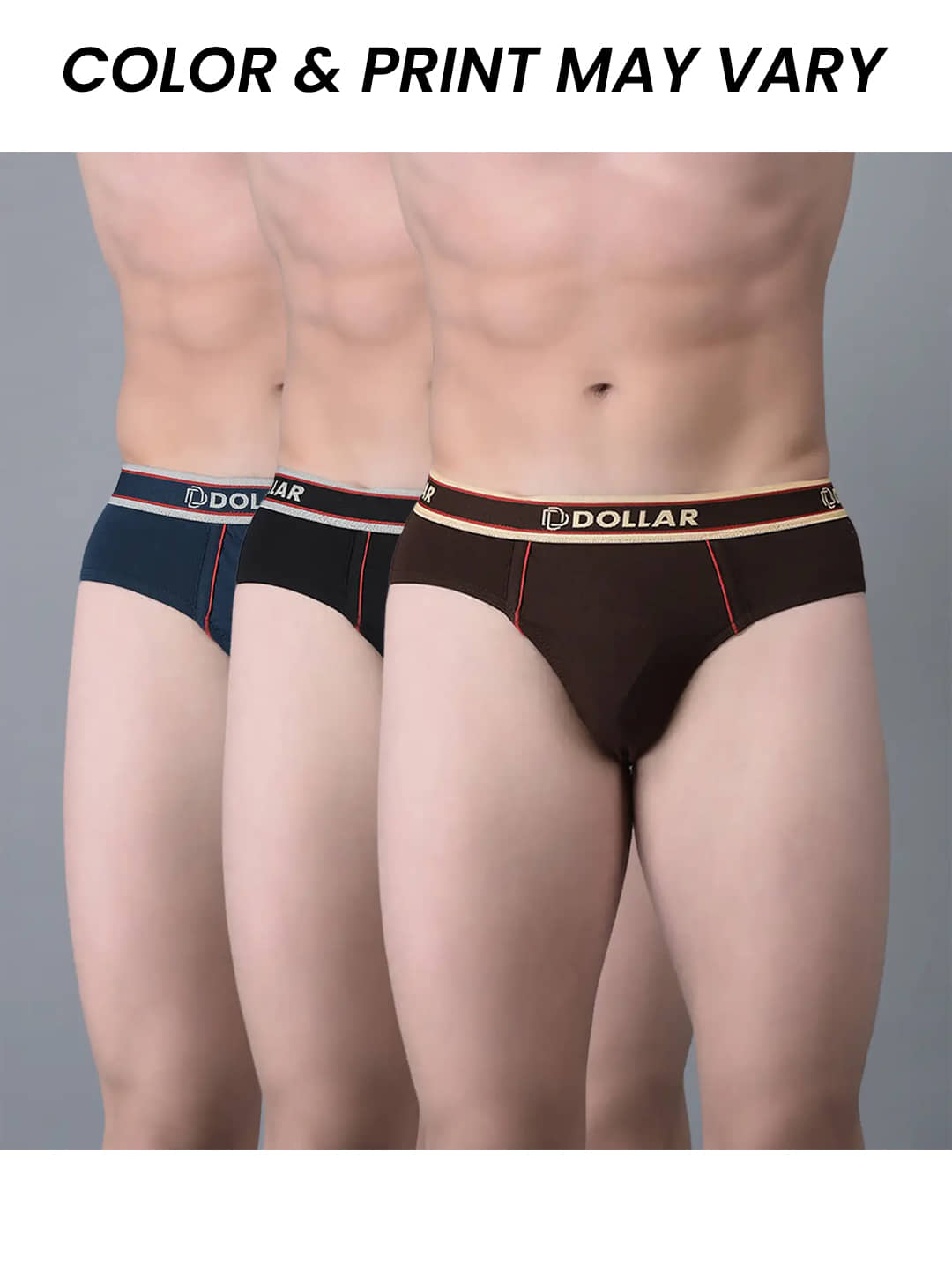 Dollar Bigboss Men's Pack of 3 Combed Cotton Solid Brief With Anti-Microbial Odour Control (Colour May Vary)