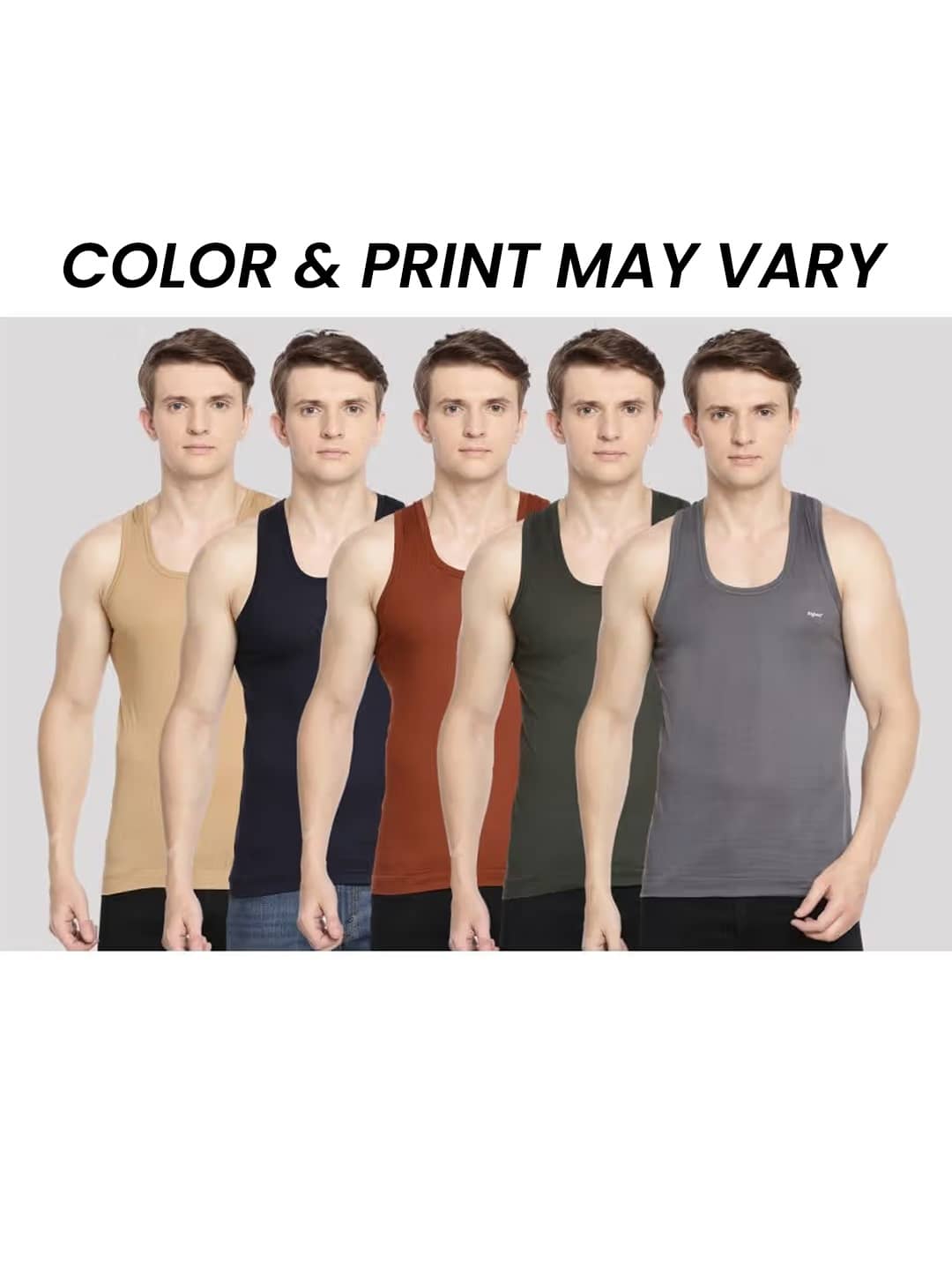 Dollar Bigboss Men's Pack of 5 Solid Combed Cotton Shrinkless Vest (Colour May Vary) - Nightwear & Loungewear | Buy online on ZillyBuy
