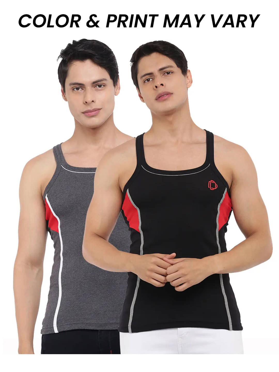     			Dollar Bigboss Men's Pack of 2 Solid Combed Cotton Racerback Styled Gym Vest (Colour May Vary)