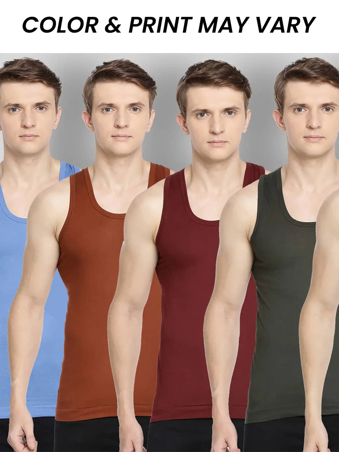 Dollar Bigboss Men's Pack of 10 Solid Combed Cotton Shrinkless Vest (Colour May Vary) - Nightwear & Loungewear | Buy online on ZillyBuy