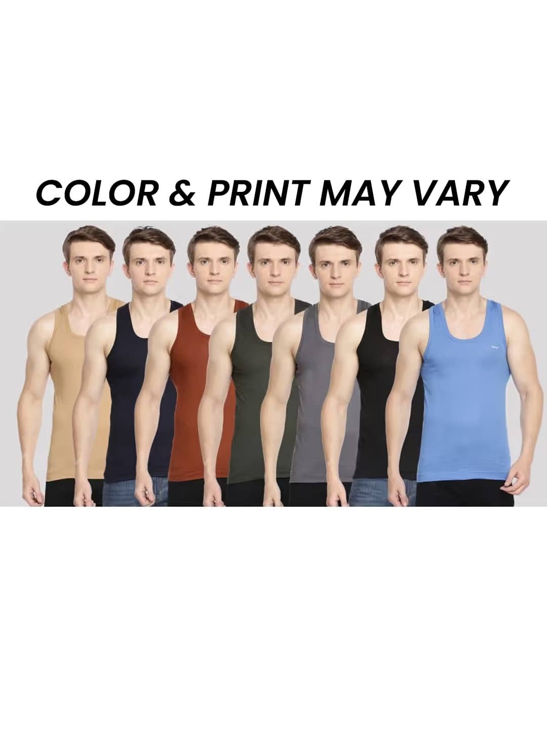 Dollar Bigboss Men's Pack of 7 Solid Combed Cotton Shrinkless Vest (Colour May Vary) - Nightwear & Loungewear | Buy online on ZillyBuy