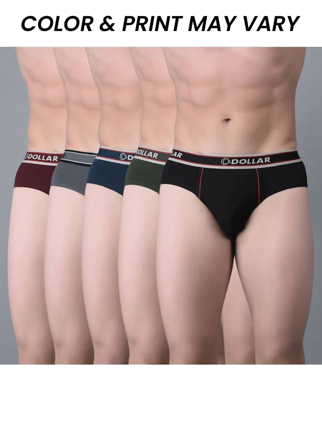 Dollar Bigboss Men's Pack of 5 Combed Cotton Solid Brief With Anti-Microbial Odour Control (Colour May Vary)