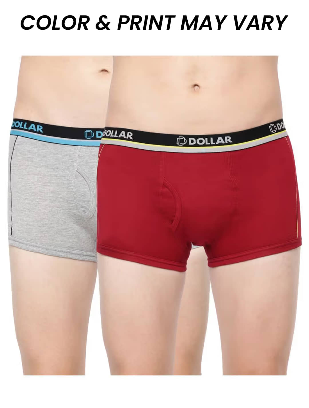 Dollar Bigboss Men's Pack of 2 Combed Cotton Solid Trunk With Illuminating Waistband Logo (Colour May Vary)