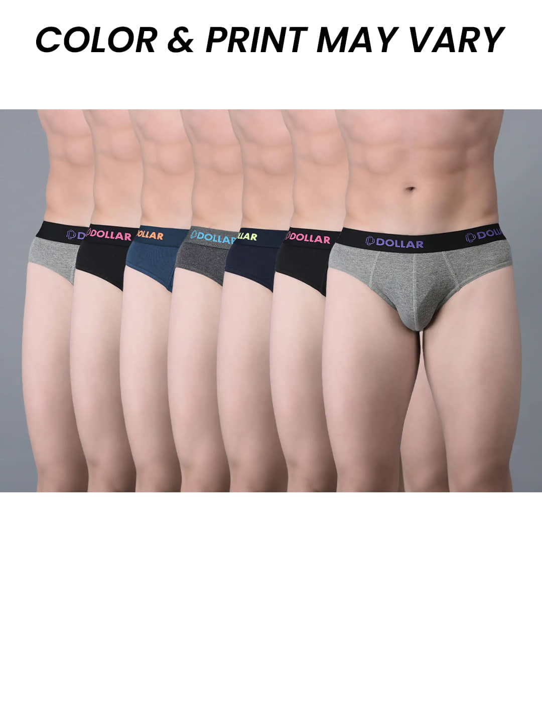 Dollar Bigboss Men's Pack of 7 Cotton Superior Snug Fit Solid Brief (Colour May Vary)