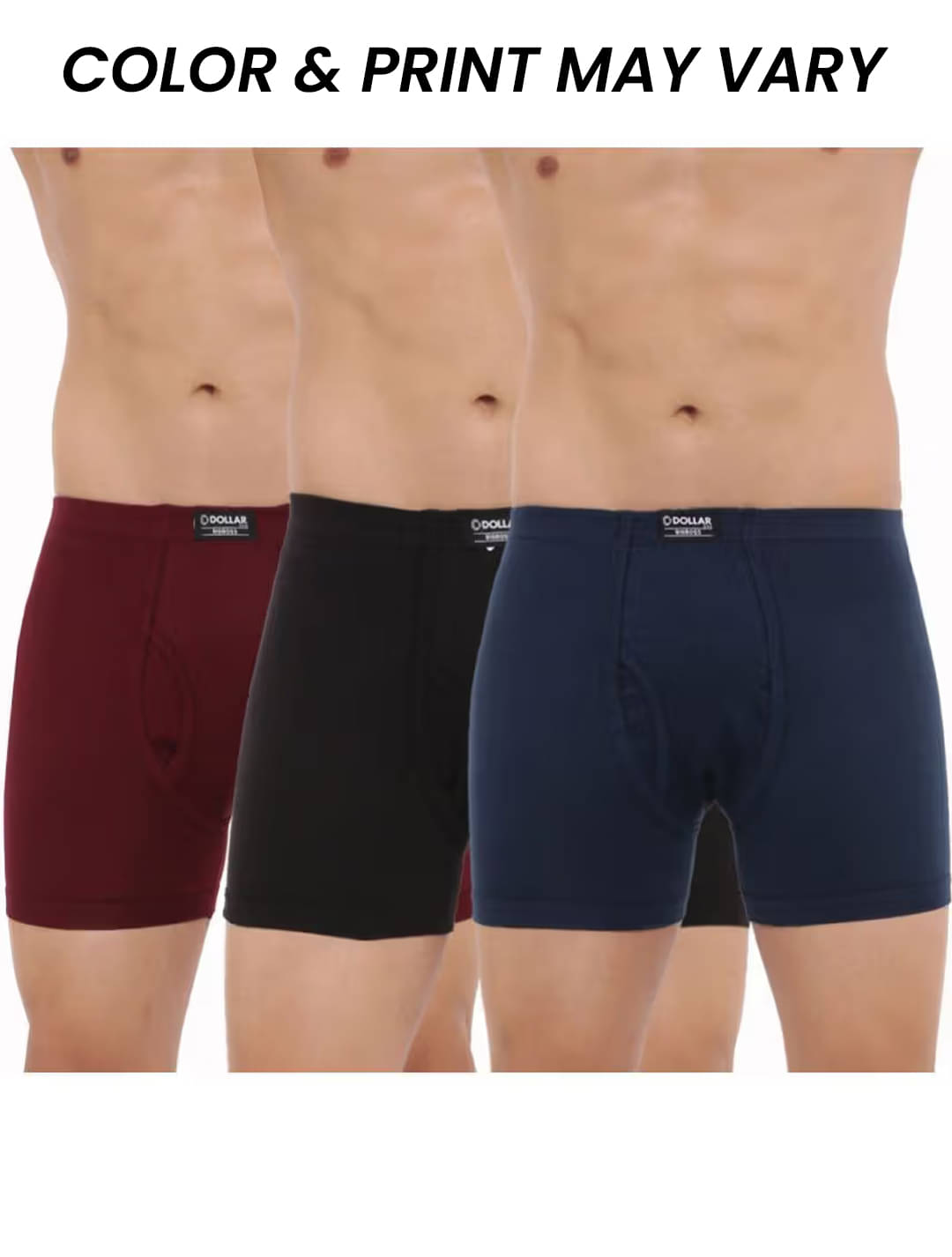 Dollar Bigboss Men's Pack of 3 Solid Combed Cotton Trunk With Plush-Backed Waistband (Colour May Vary)     			Dollar Bigboss Men's Pack of 3 Solid Combed Cotton Trunk With Plush-Backed Waistband (Colour May Vary)
