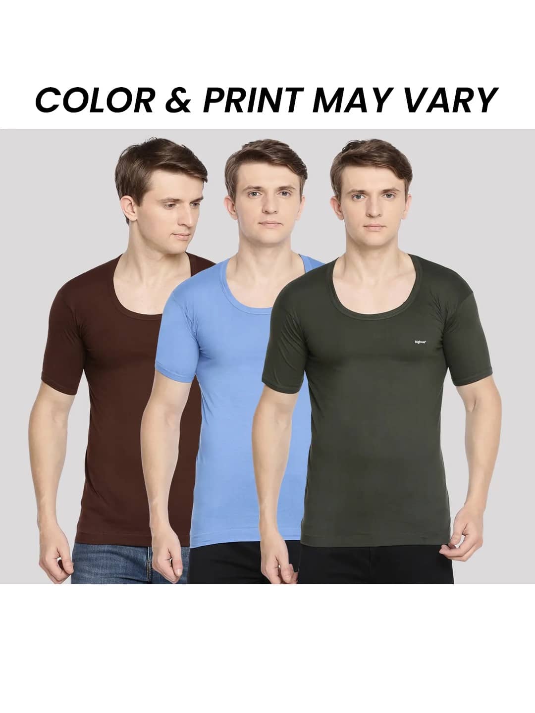 Dollar Bigboss Men's Pack of 3 Solid Combed Cotton Shrinkless Vest (Colour May Vary) - Nightwear & Loungewear | Buy online on ZillyBuy