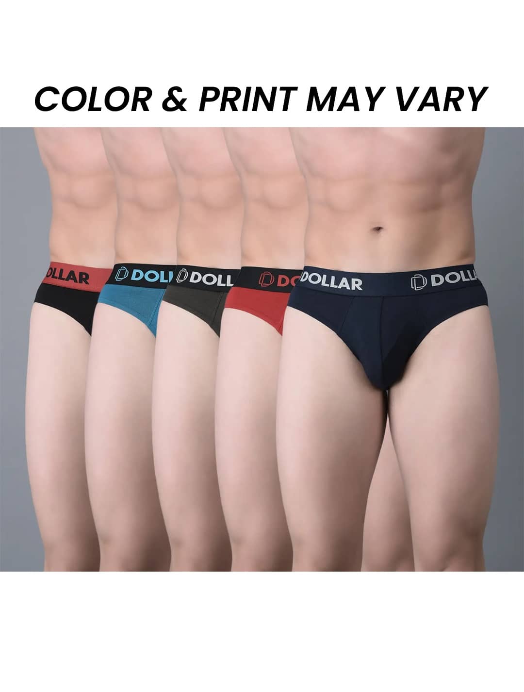 Dollar Bigboss Men's Pack of 5 Shuffle Intellisoft Cotton Spandex Solid Brief (Colour May Vary)