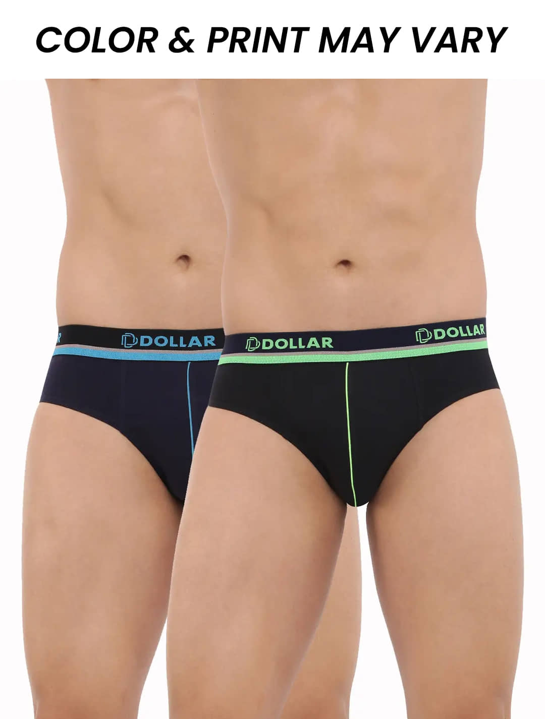 Dollar Bigboss Men's Pack of 2 Combed Cotton Solid Brief With Illuminating Waistband Logo (Colour May Vary)