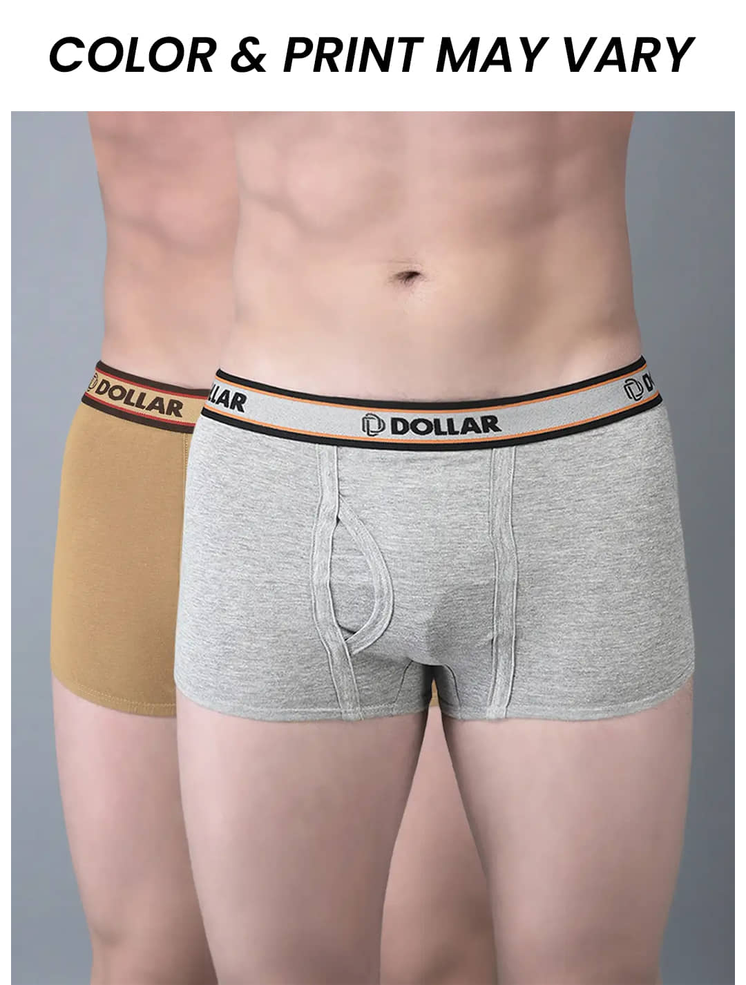 Dollar Bigboss Men's Pack of 2 Solid Combed Cotton Trunk With Double Pouch Support (Colour May Vary)